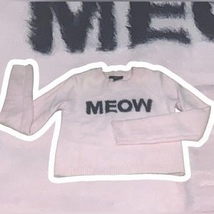 Fuzzy Pink “Meow” Crop Top